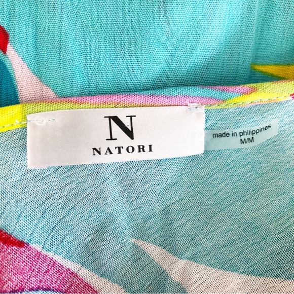 N Natori Bora Bora Tank Dress Aqua Blue Tropical Floral Medium NWT - Picture 11 of 15